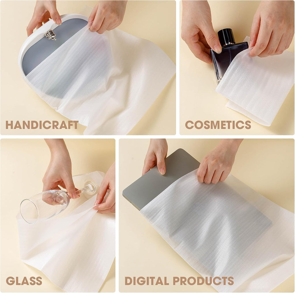100 Pack Dish Packing Supplies for Moving, 12x12 Inch Cushion Foam Pouches | Large Foam Wrap Pouches Protecting Mugs,Cups,Glass,Frames,China and Dishes, Moving Supplies for Dishes