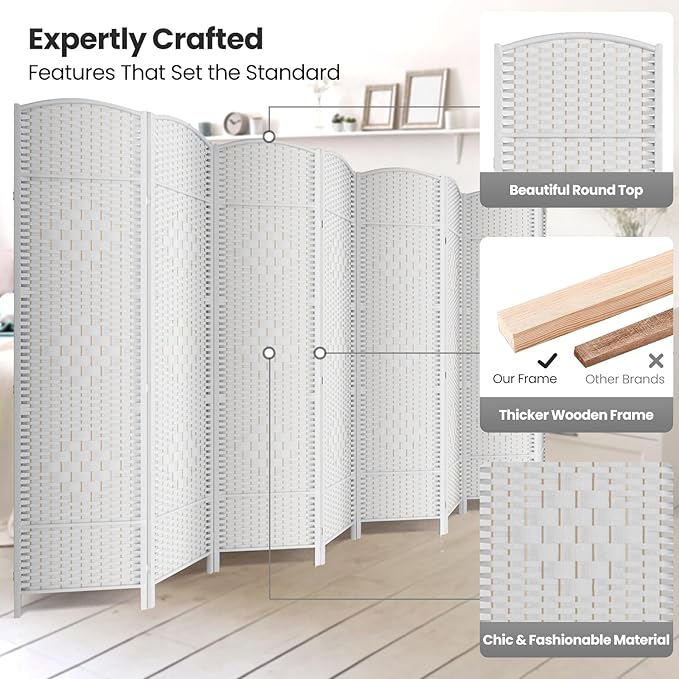 Cocosica Folding Room Divider, Weave Fiber Privacy Screen, Extra Wide Room - Image 2
