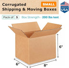 Small Moving & Shipping Boxes 8 x 6 x 6 inches - Image 2
