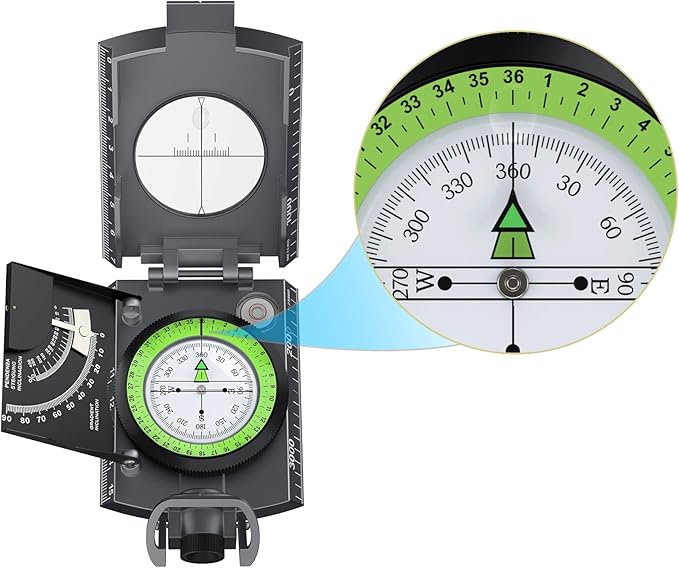 Anbte Compass Hiking Survival, IP65 Waterproof Metal Compass - Image 7