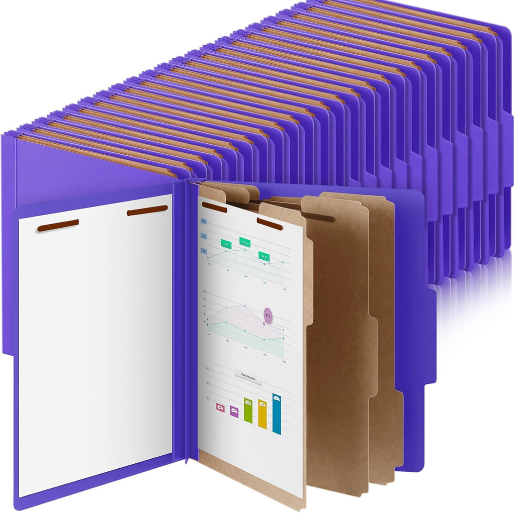 Skyygemm 48 Pcs Classification Folders Letter Size, 3 Divider Pressboard File
