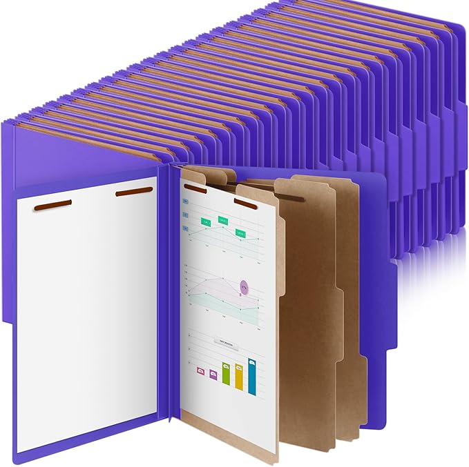 Skyygemm 48 Pcs Classification Folders Letter Size, 3 Divider Pressboard File by Skyygemm