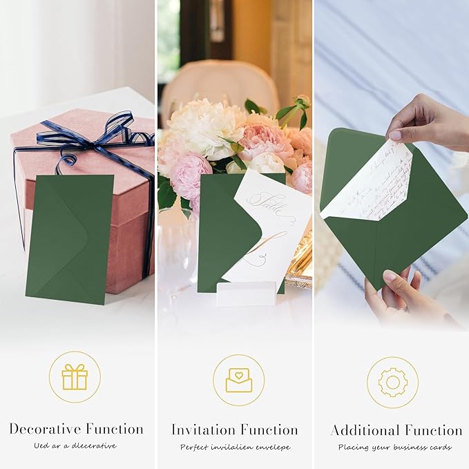 100 Pack Dark Green Envelopes 5x7, Goefun A7 Envelopes - Image 4