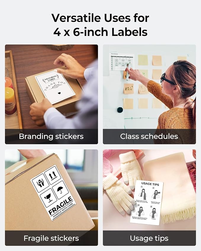 MUNBYN 4x6 Inch Direct Thermal Labels, 6000 Labels/12 Stacks, Fanfold Shipping - Image 6