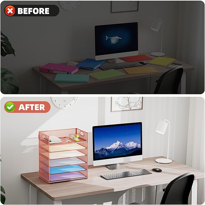 Marbrasse 6 Tier Paper Organizer Letter Tray - Image 5