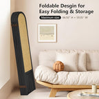 Asnefeli Room Divider 4 Panels, Folding Privacy Screen, Foldable Wood Rattan - Image 5