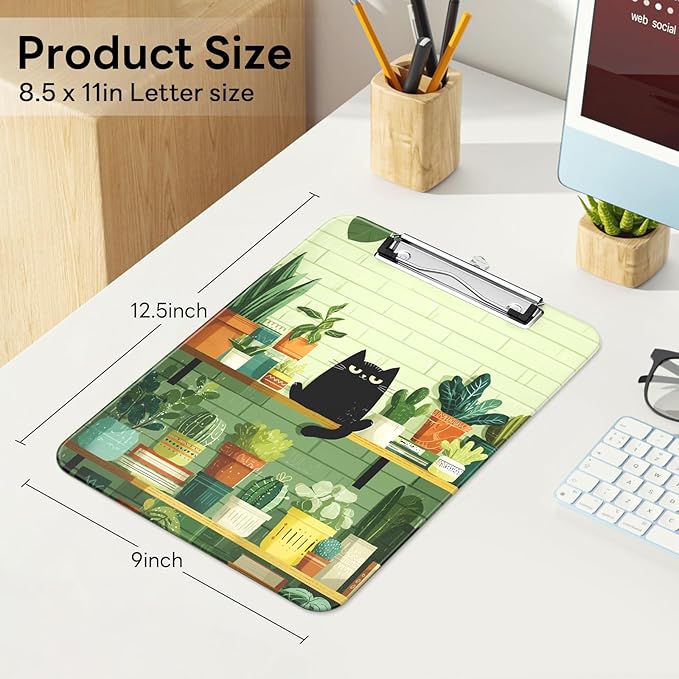 Luminzo Plastic Cute Clipboard Low-Profile Metal Clip, A4 Letter Size 9 x 12.5 - Image 2