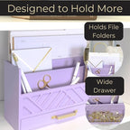 BLU MONACO Purple Mail Organizer Countertop | Wooden Desk Storage - Image 4