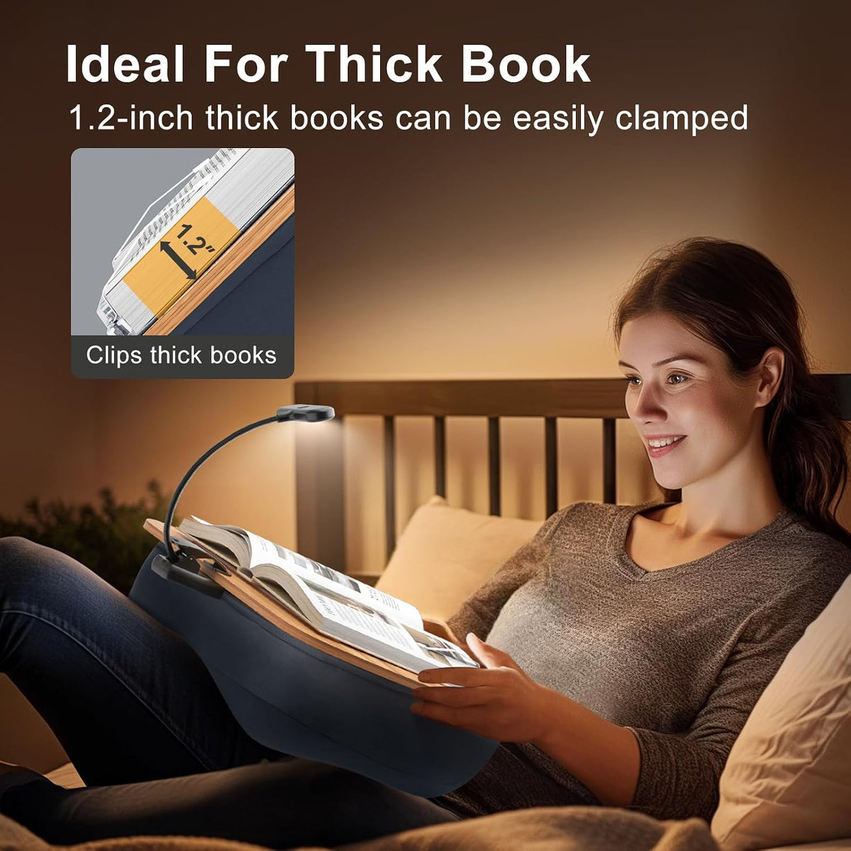 ERGONOV Book Pillow Stand with 6500K Reading Light, Hands Free Book Holder