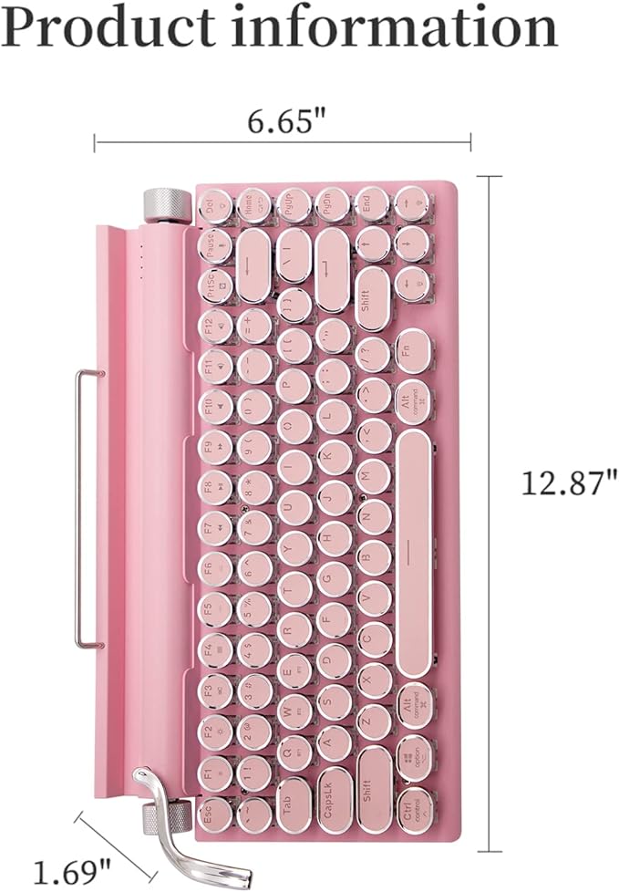 Adventurers Typewriter-Style Retro Mechanical Keyboard LED Backlight 83 Keys - Image 4