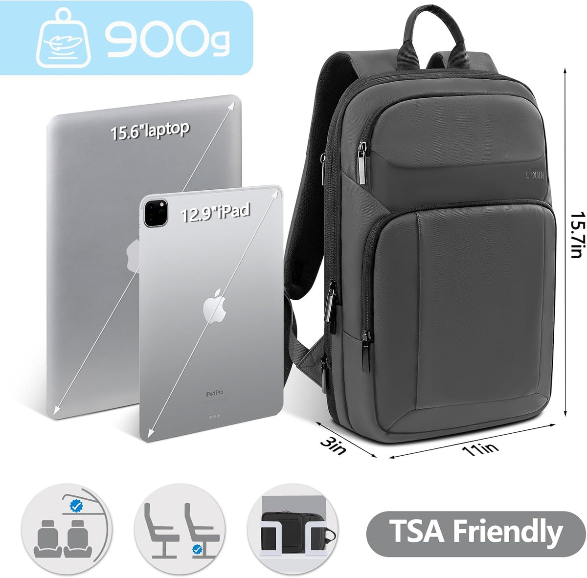 Backpack for Men Slim & Expandable Travel Laptop Backpack with USB Chargi...