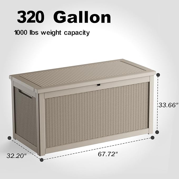 EasyUp 320 Gallon Deck Boxes Waterproof, Outdoor Large Storage Boxes - Image 2