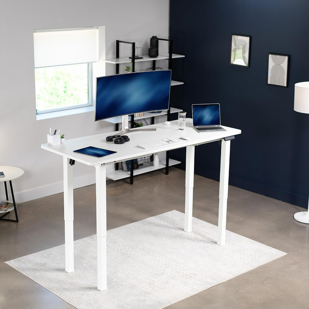 VIVO White 4-Leg Dual Motor Standing Desk Frame, DESK-E4W