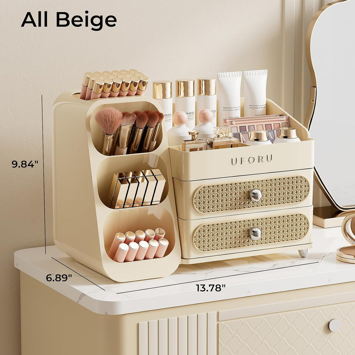 UFORU Makeup Organizer Countertop with Brush Holder for Vanity Bathroom
