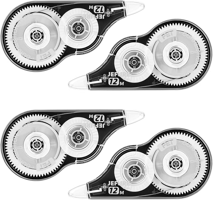 JEFURE 4 Pcs Correction Tape, 39.37 Ft White Wrong Out Tear-Resistant Bulk by JEFURE