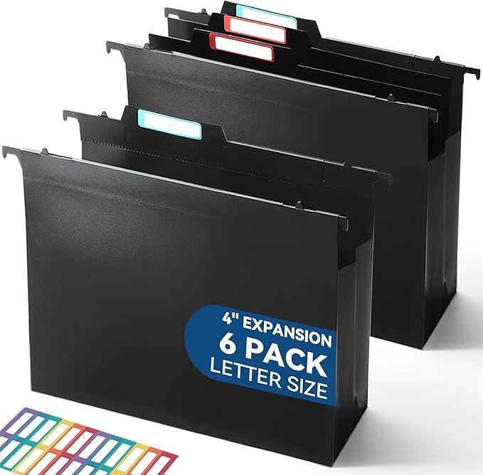 SortRax Plastic High Capacity Hanging File Folders, Letter Size, Heavy Duty by SortRax