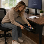 POCHAR Under Desk 2-Tier Drawer with Lock, Steel Slide Out Storage Drawer | Under Table Dual Tier Secure Drawer with Cable Management, Undermount Drawer Storage Organizer for Standing Desk, Workstation
