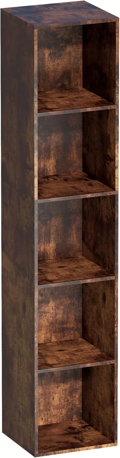 Cube Storage Organizer, 5 Cube Retro Bookshelf, Freestanding 5 Tier Open Shel...