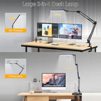 NOEVSBIG LED Desk Lamp with Clamp, 2-in-1 Clamp on Desk Lamps with Base - Image 3