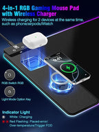 Mouse Pad with Magnetic Wireless Charging, Large Desk Pad Protector, RGB Black - Image 2
