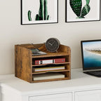 Snughome Vintage Wood File Organizer Desktop, 13.7‘’ Document Letter Mail Tray - Image 3