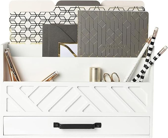 BLU MONACO | White Wooden Mail Organizer by Blu_Monaco