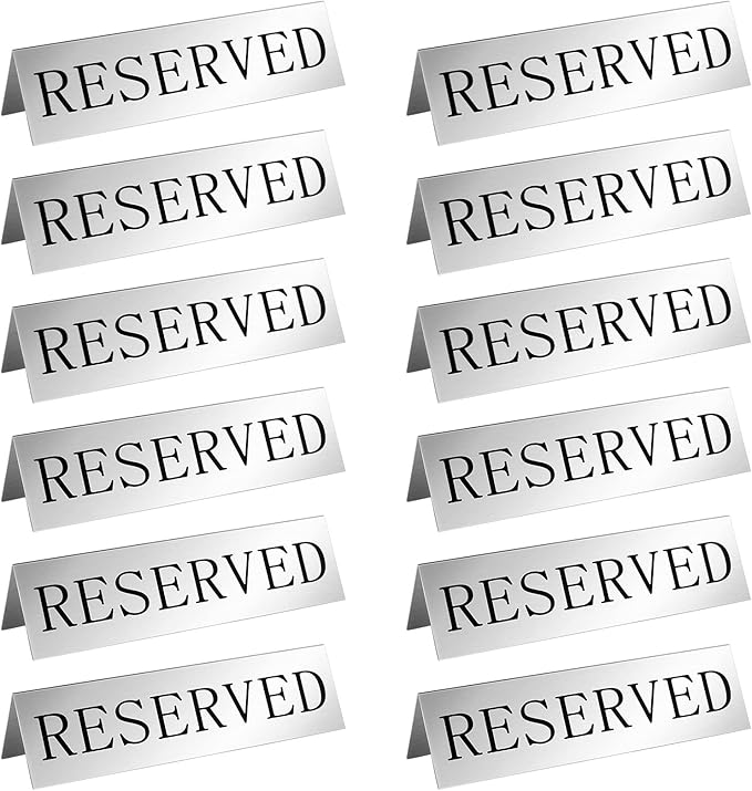 Peryiter 12 Pcs Table Top Reserved Sign Metal Reserved Table Tent Signs Double by Peryiter