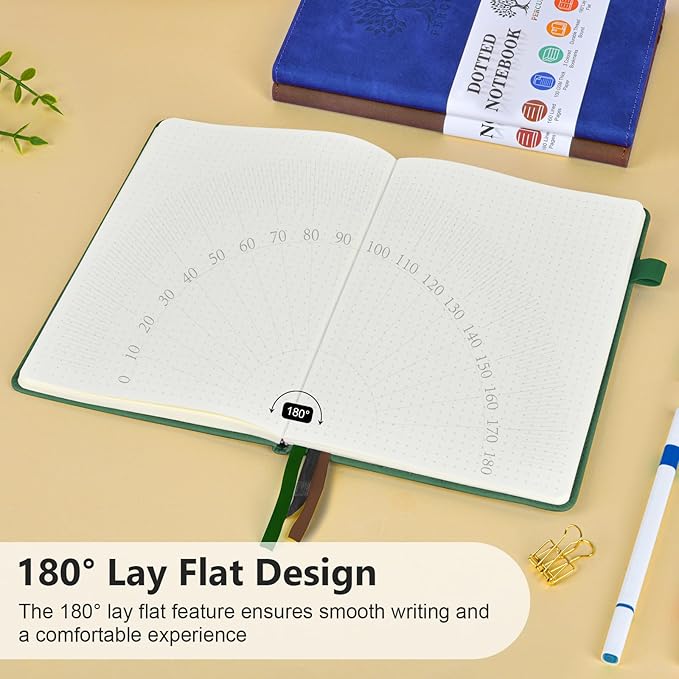 PERCUN Dotted Journal Notebook for Men & Women, 160 Pages Dot Grid notebook for - Image 5