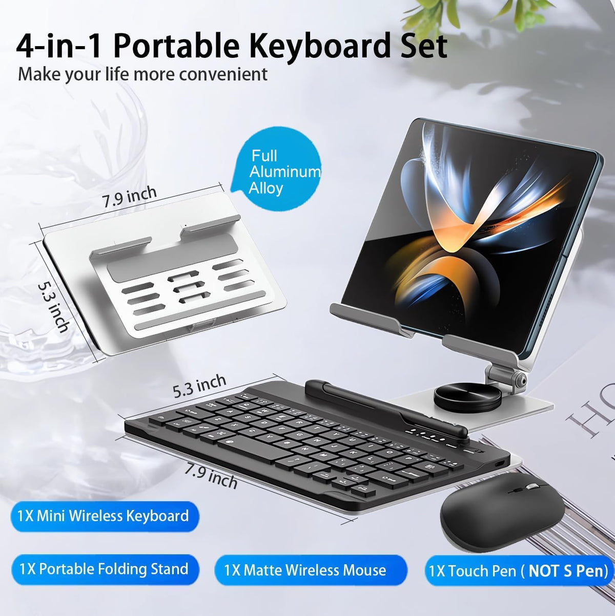 for Samsung Galaxy Z Fold 8 Ultra/Fold8 Wide/7/6/5 Stand and Keyboard Combo