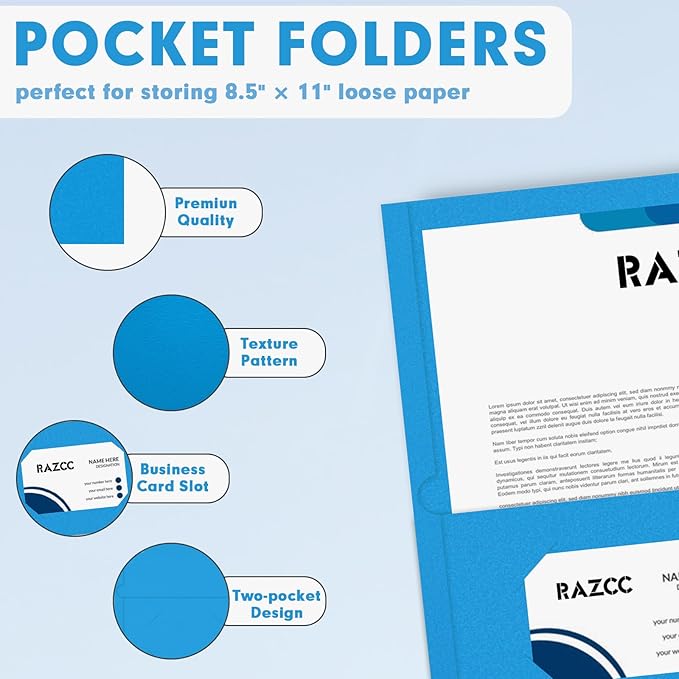 Two Pocket Folders, RAZCC 50 Pack 2 Pocket Folders Fit Letter Size Paper - Image 3