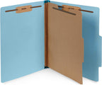 Blue Summit Supplies 10 Classification Folders, 1 Divider, Light Blue | Heavy-duty, letter size, 2 in expansion, 2 prong fasteners, 1 divider, for medical and legal files
