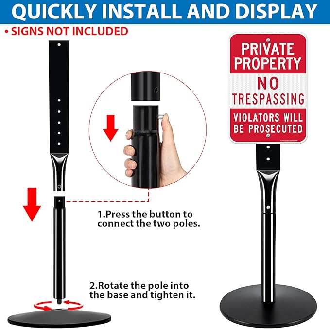 VAIIGO 2Pack Heavy Duty Parking Sign Post - Image 6