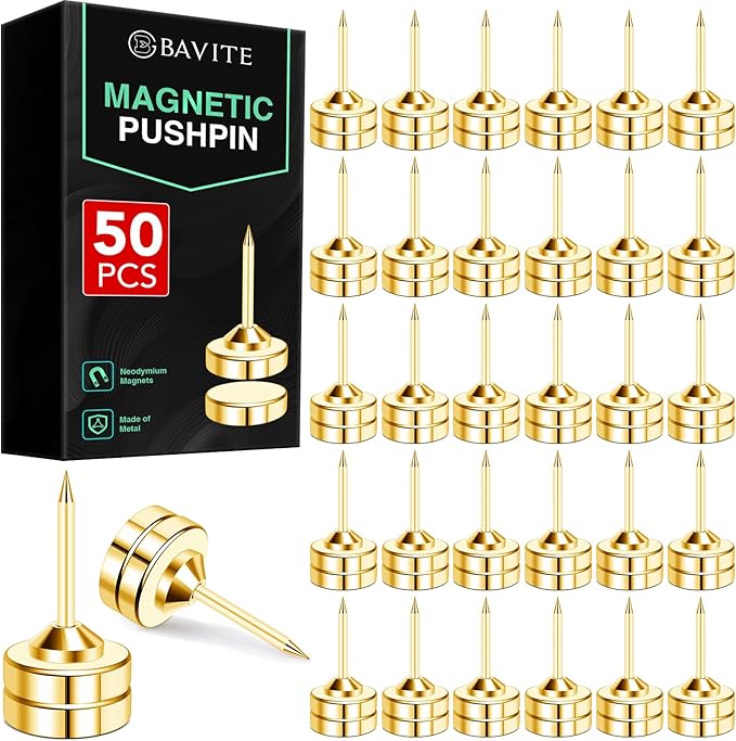 E BAVITE 50 Set Magnetic Push Pins, Flat Push Pin, Magnetic Thumb Tacks by EBAVITE