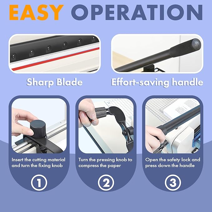 Heavy Duty Paper Cutter 12", Guillotine A4 Paper Cutter, 400 Sheets Capacity - Image 5