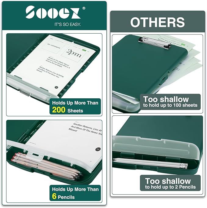 Sooez Clipboards with Storage, High Capacity Clip Boards 8.5x11 with Storage - Image 3