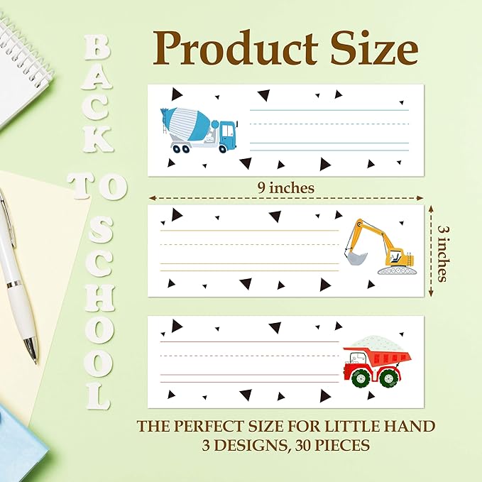 30 Name Tags for Classroom Cubbies, 3x9 in Constructions Name Plates for Desks - Image 2