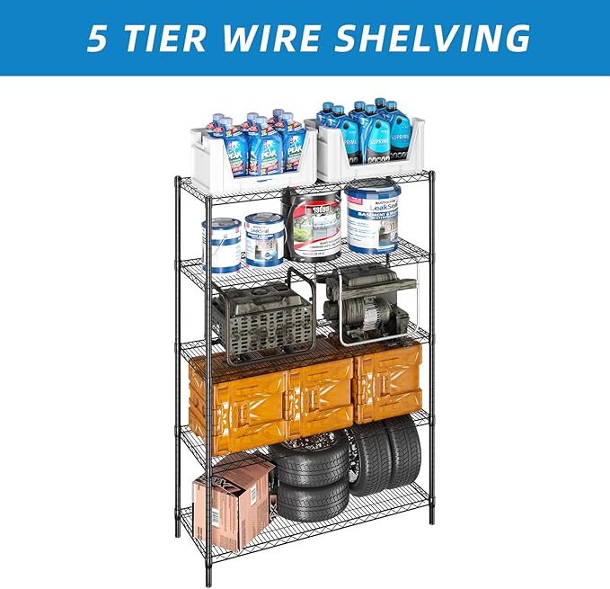 Guan River 5-Shelf Adjustable Metal Shelf Wire Shelving Unit Heavy Duty Storage - Image 6