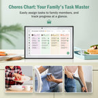 Digital Calendar Wall Touch Screen-Smart Electronic Photo Frame 10.1" | Interactive family planner, kids chore chart, Google auto-sync to-do lists, weekly meal prep, fridge schedules, daily habits
