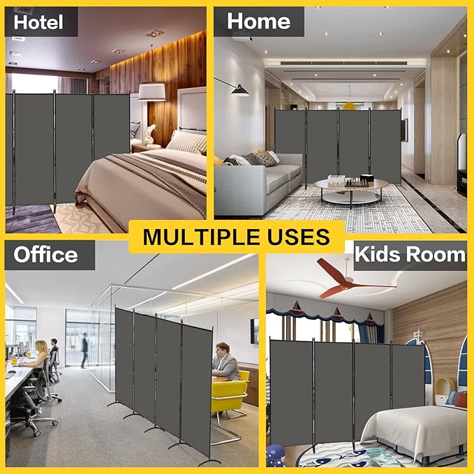 MAYOLIAH 4 Panel Privacy Screen Room Dividers 6FT Tall Portable Office Wall - Image 3