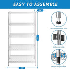 Guan River 5-Shelf Adjustable Metal Shelf Wire Shelving Unit Storage Rack - Image 3