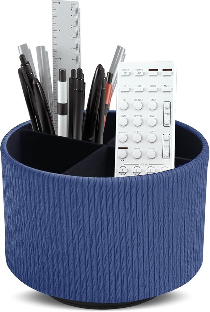 Hennaja Round Leather Art Supply Organizer, Remote Control Holder, 360 Degree by Hennaja
