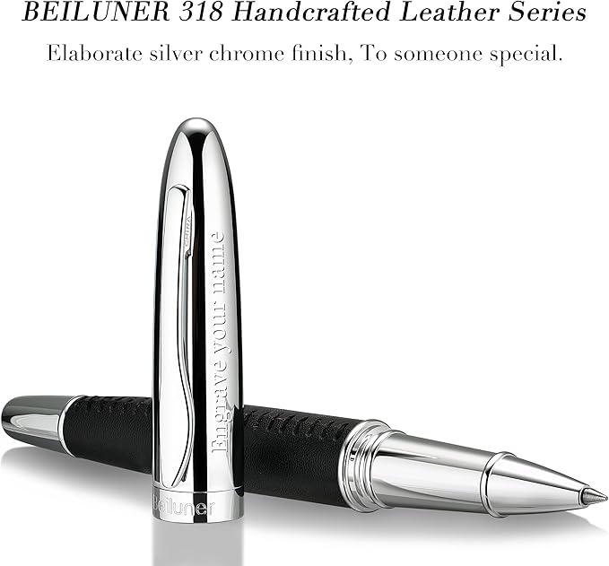 BEILUNER 318 Luxury Personalized Leather Pen, Hand-Stitched Premium Black - Image 4