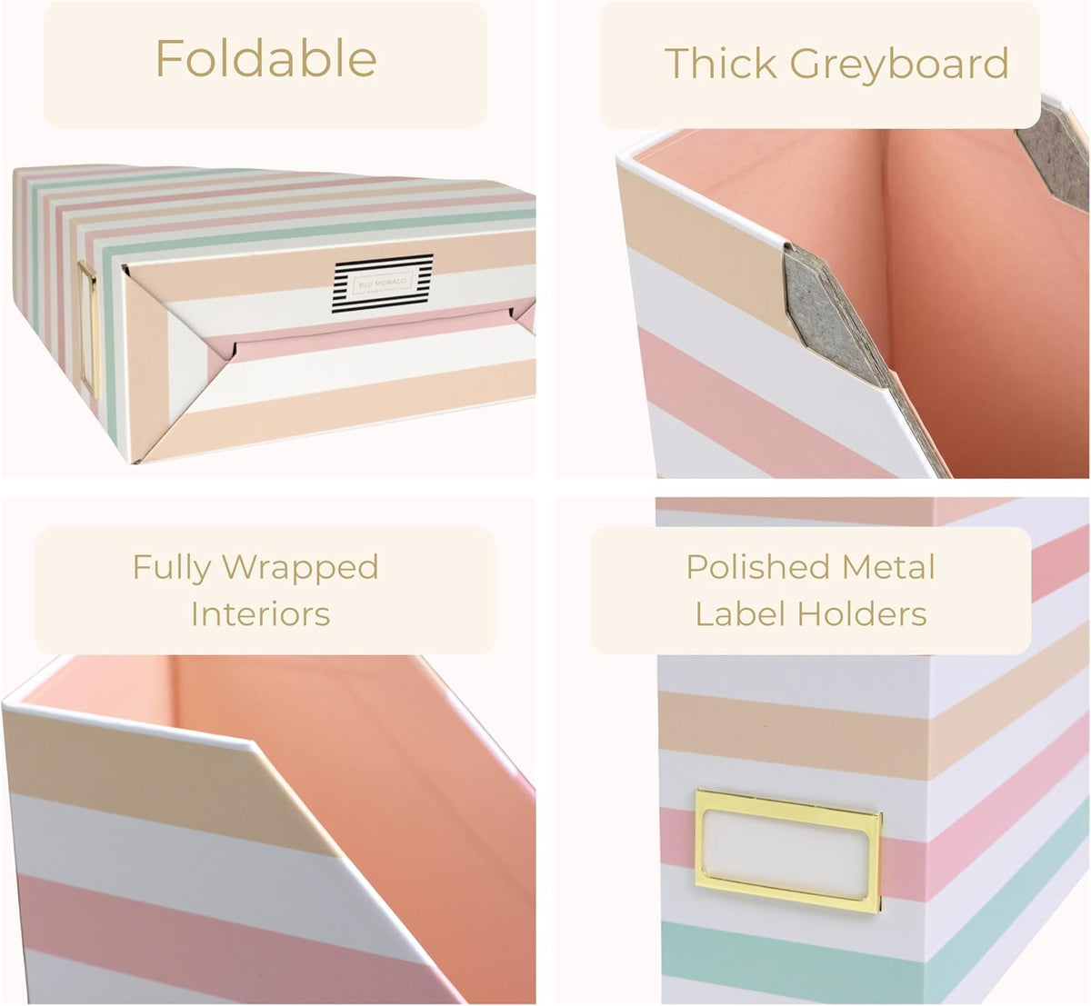 BLU MONACO | Cardboard Magazine File Holder Set of 4 | Vertical Magazine File...