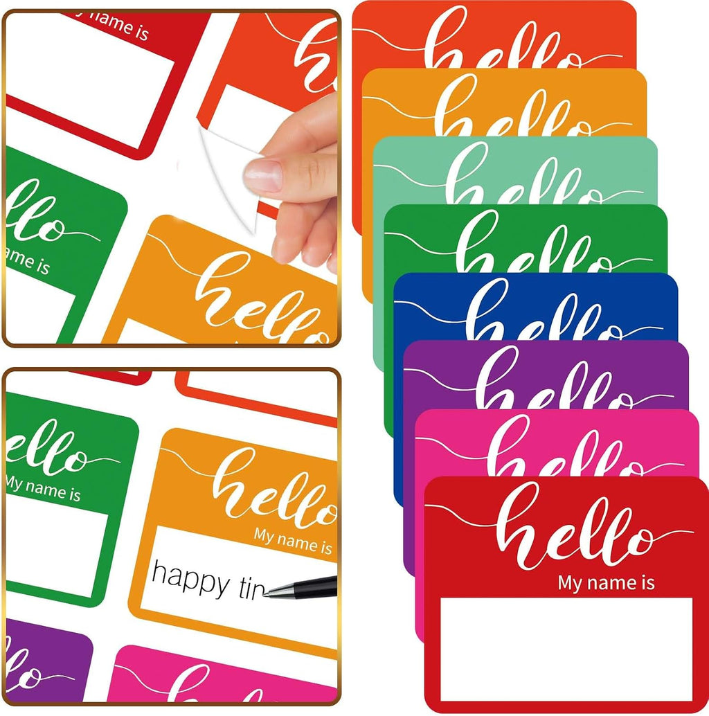 Name Tag Stickers, 120 Pcs Hello My Name is Stickers, (3" x 2.5") Adhesive Nametags Name Labels Sticker for School Classroom, Meeting, Conferences, Clothes, Office & Christmas