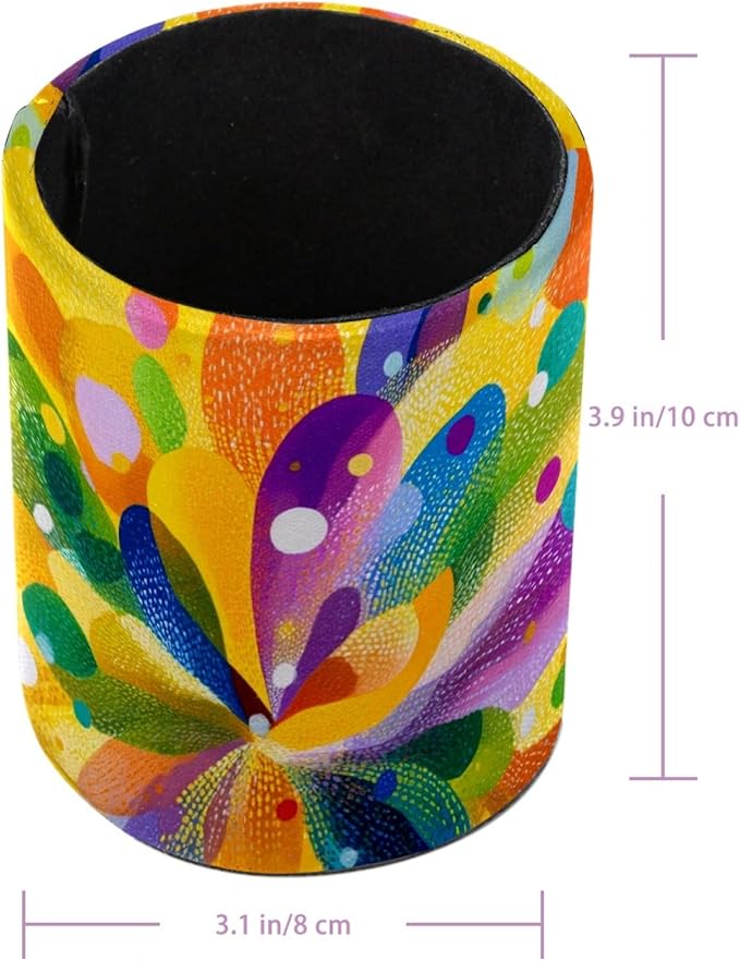 Leather Pen Holder for Desk Colorful Spot Pencil Cup Desktop Organizer Makeup - Image 3