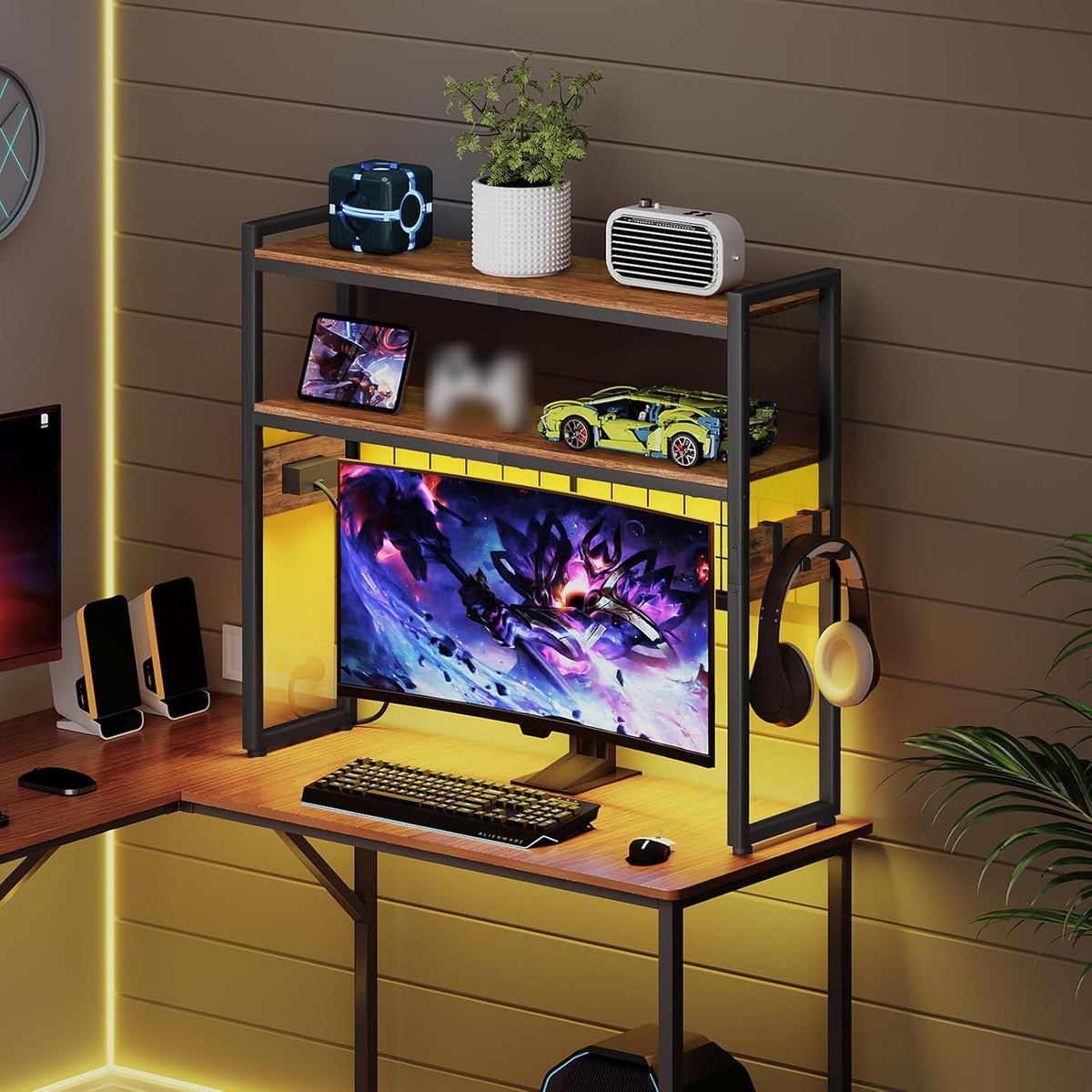 HOOBRO Desktop Bookcase, 2-Tier Desktop Organizer, 29.9" Wooden Office S...