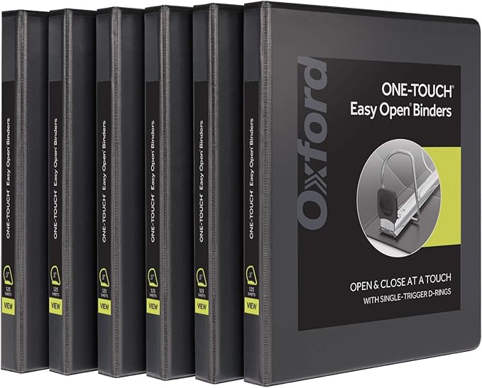 Oxford 3 Ring Binders, 0.5 inch ONE-Touch Easy Open D Rings, Durable Binders by Oxford