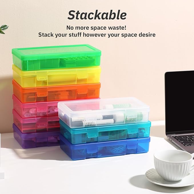 novelinks Stackable Plastic Clear Storage Box Containers - Image 2