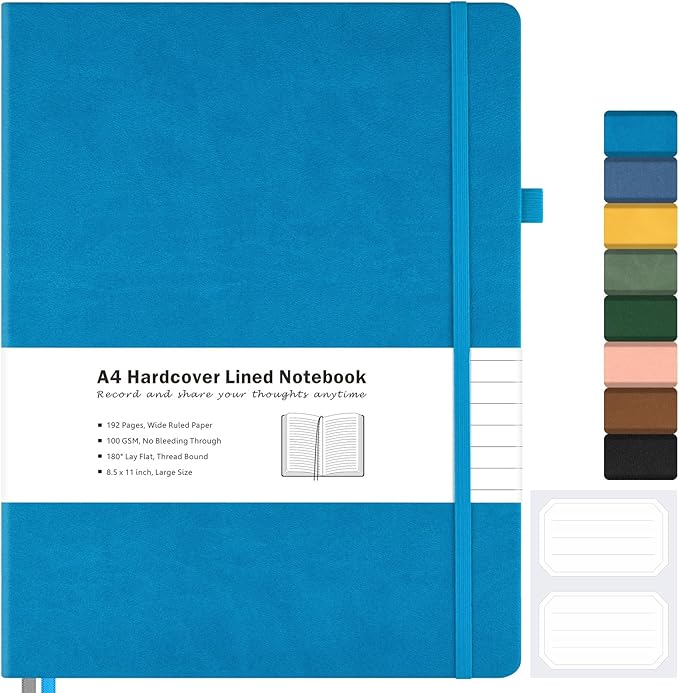 Lined Journal Notebook, 8.5" x 11" Hardcover Leather Notebook by MALEDEN