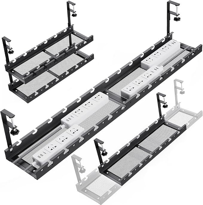 SRJZMLY 31Inch Extendable Under Desk Cable Management Tray Multi-Model Metal by SRJZMLY